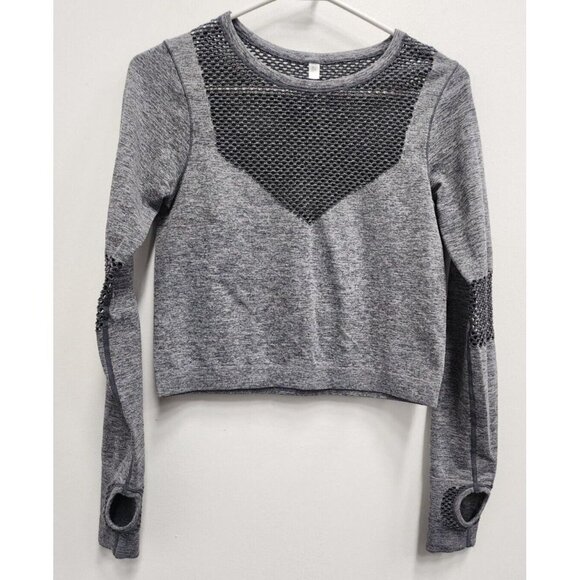 JoyLab Tops - Joy Lab Womens Long Sleeve Exercise Top Small Gray Cropped Mesh Activewear